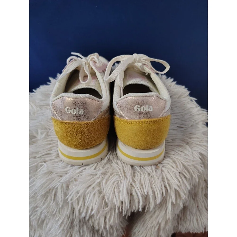 Gola Women’s Daytona Quadrant Retro Shoes Size 8 Off White Khaki Rose Gold